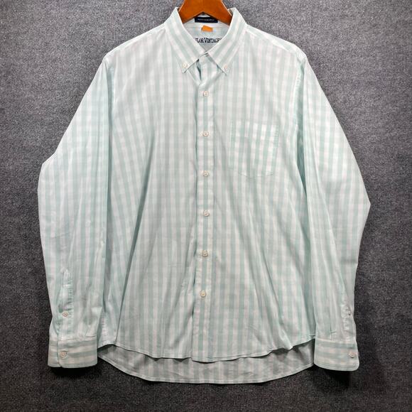 Tailor Vintage Performance Button Down Shirt Men's Large Green Check Casual - Picture 1 of 11